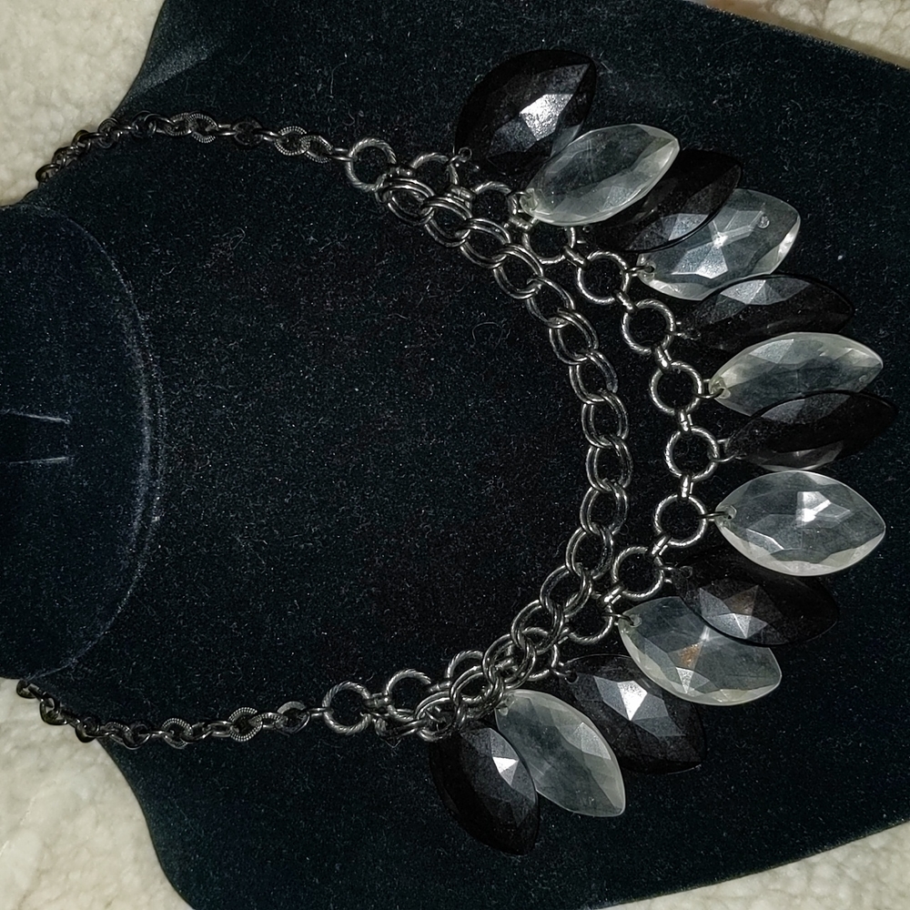❤️ Smokey Large Gray Beads Black Necklace